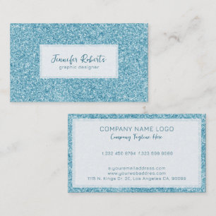 Light bluen glam glitter texture with sparkles business card