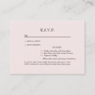 Light Blush Dinner Options Wedding RSVP Enclosure Card