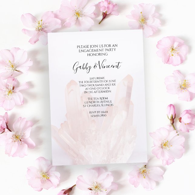 Light Blush Pink Crystals Engagement Party Invitation (Creator Uploaded)