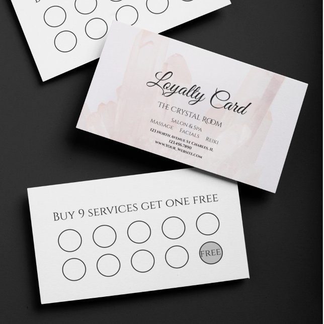 Light Blush Pink Crystals Salon Spa  Loyalty Card (Creator Uploaded)