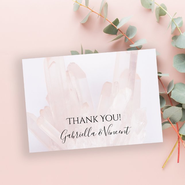 Light Blush Pink Crystals Wedding Thank You Card (Creator Uploaded)