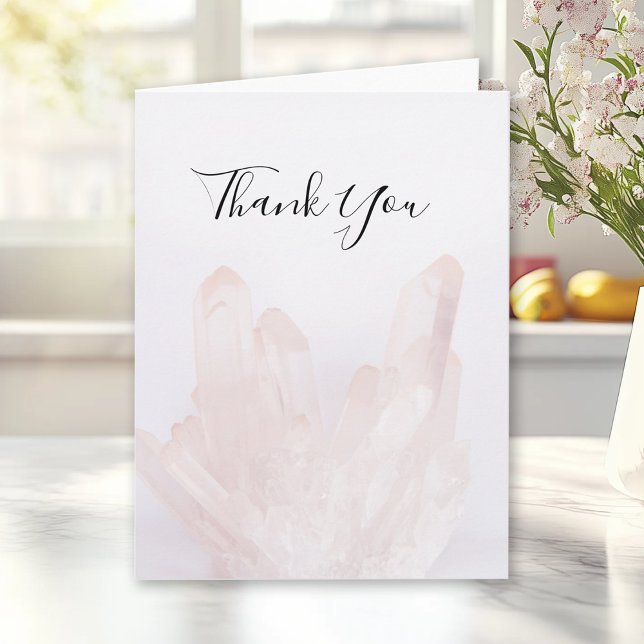 Light Blush Pink Crystals Wedding Thank You Card (Creator Uploaded)
