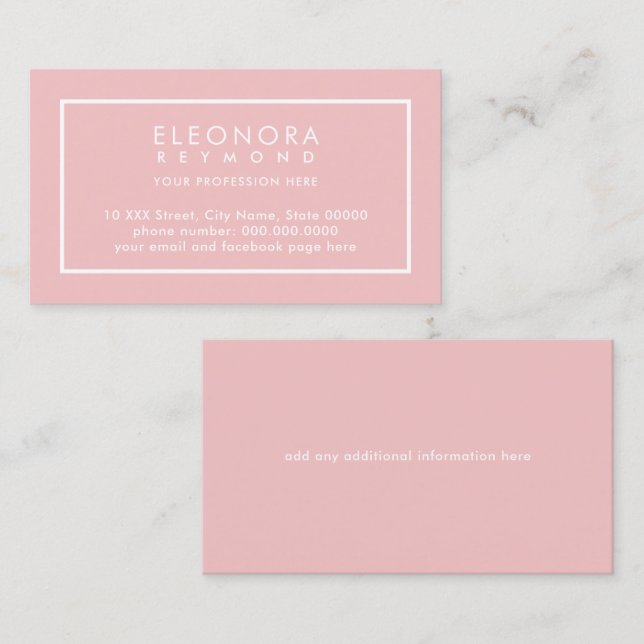 Light-Blush-Pink Elegant Business Card (Front/Back)
