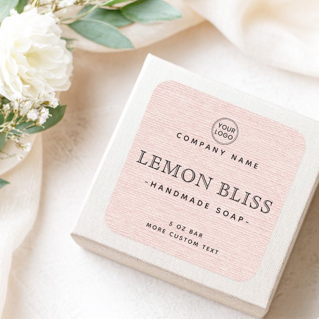 Light blush pink linen look square product labels (Light blush pink linen look square product labels)