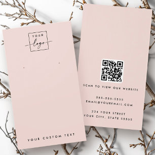 Light blush pink logo QR earring display card