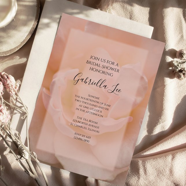 Light Blush Pink Rose Floral Bridal Shower Invitation (Creator Uploaded)