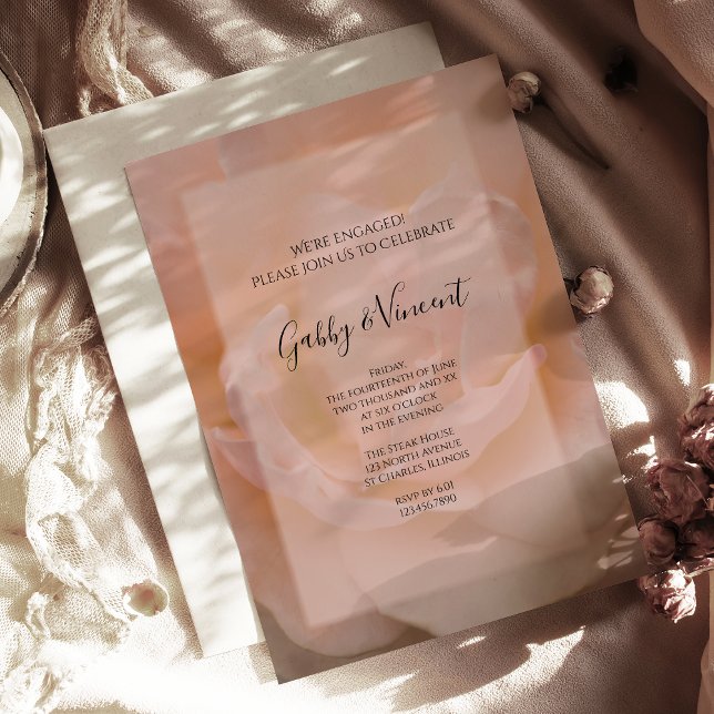 Light Blush Pink Rose Floral Engagement Party Invitation (Creator Uploaded)