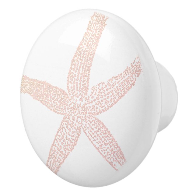 Light Blush Pink Starfish Beach Nautical Decor Ceramic Knob (Right)