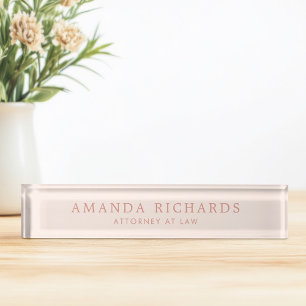 Light blush pink trendy nameplate