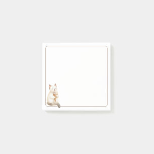 Light Border Beige Cute Cat with Ice Cream Cone Post-it Notes