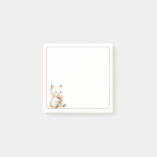 Light Border Tan White Cute Cat Ice Cream Cone Post-it Notes