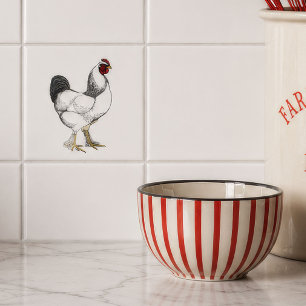Light Brahma Rooster - Elegant Vintage Chicken Tile