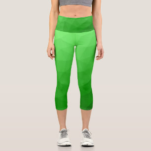 Light bright green gradient geometric mesh pattern capri leggings