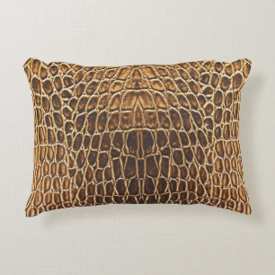Light Brown Alligator Skin Print Decorative Cushion