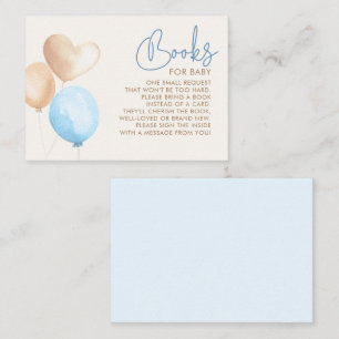 Light Brown and Blue Balloons Baby Shower Books Enclosure Card
