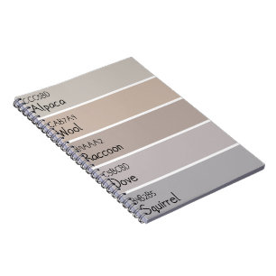 Light Brown and Grey Animals Paint Chip Notebook