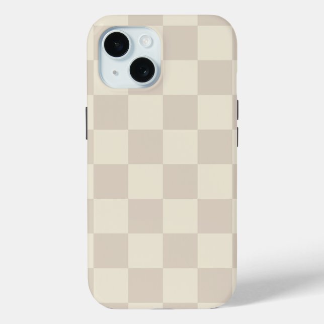 Light Brown and Off White Chequerboard Case-Mate iPhone Case (Back)