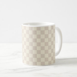 Light Brown and Off White Chequerboard Coffee Mug