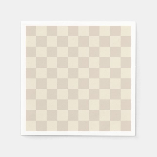 Light Brown and Off White Chequerboard Napkin (Front)
