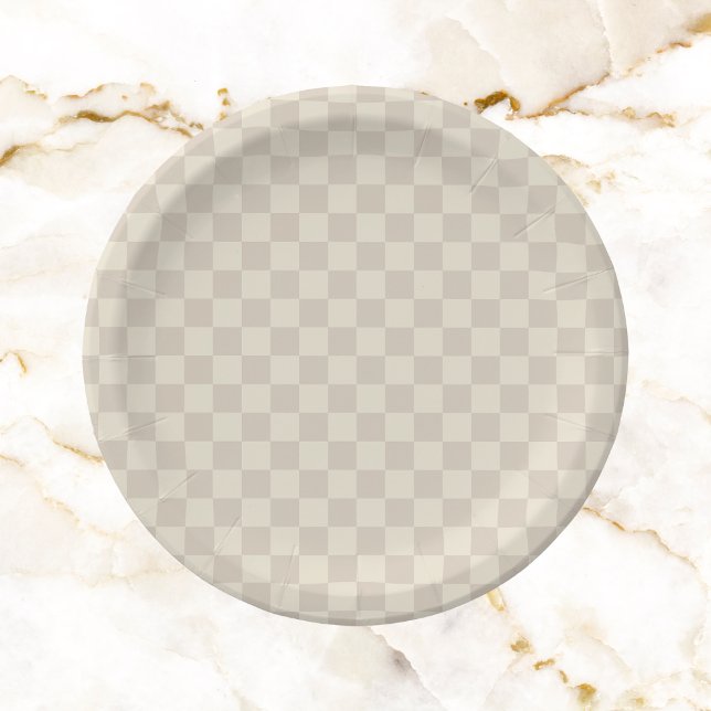 Light Brown and Off White Chequerboard Paper Plate (Creator Uploaded)