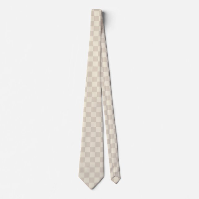 Light Brown and Off White Chequerboard Tie (Front)