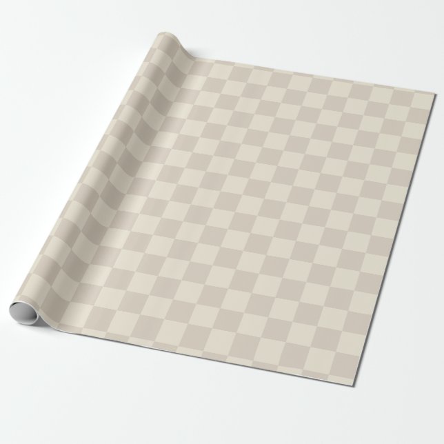 Light Brown and Off White Chequerboard Wrapping Paper (Unrolled)