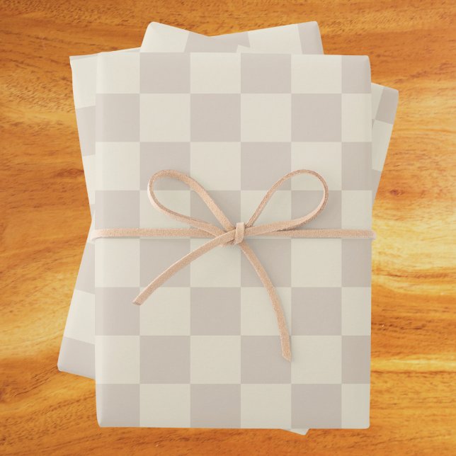 Light Brown and Off White Chequerboard Wrapping Paper Sheet (Creator Uploaded)