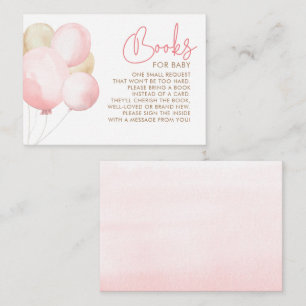 Light Brown and Pink Balloons Baby Shower Books Enclosure Card