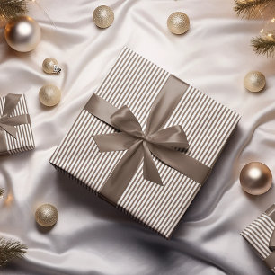 Light Brown and White Stripes Pattern Wrapping Paper