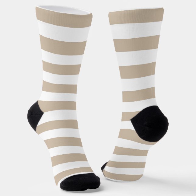 Light Brown and White Stripes Socks (Angled)