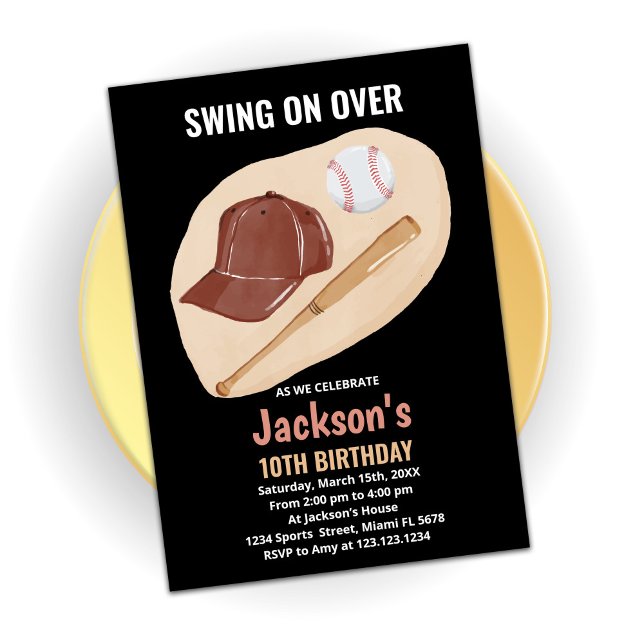Light Brown Baseball Birthday Invitations (Creator Uploaded)