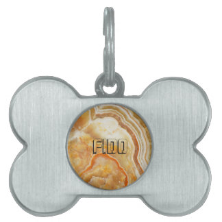 Light Brown & Beige Marble Stone 3 Pet Name Tag