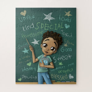 Light Brown Boy and Positive Words Puzzle 16x20