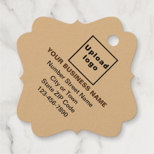 Light Brown Business Brand on Fancy Square Favour Tags