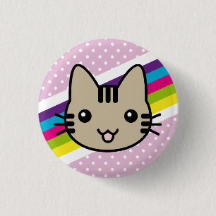 light brown cat polka dots 3 cm round badge