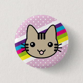 light brown  cat polka dots 3 cm round badge