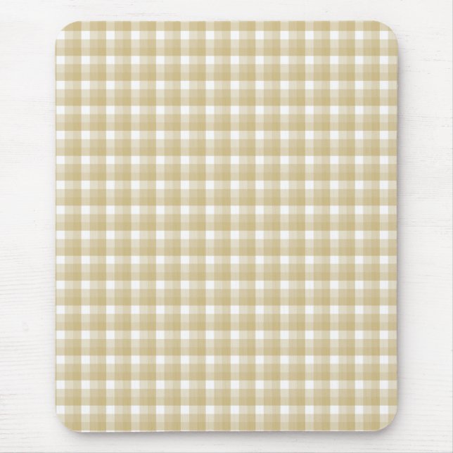 Light brown check pattern. Beige gingham. Mouse Mat (Front)