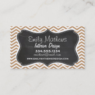 Light Brown Chevron Stripes; Chalkboard Business Card