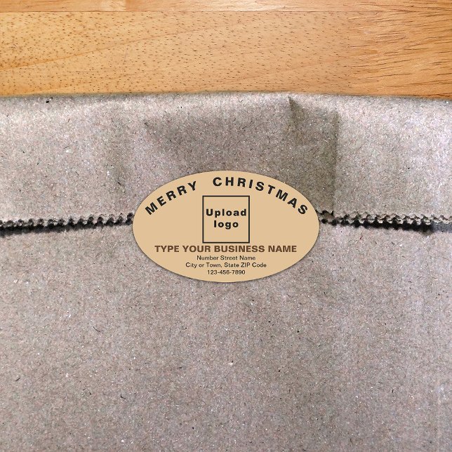 Light Brown Christmas Business Oval Shape Sticker (Creator Uploaded)
