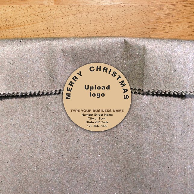 Light Brown Christmas Business Round Shape Sticker (Creator Uploaded)