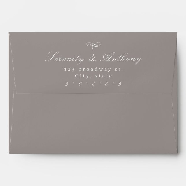 Light Brown Classic Elegance Script Simple Wedding Envelope (Back (Top Flap))