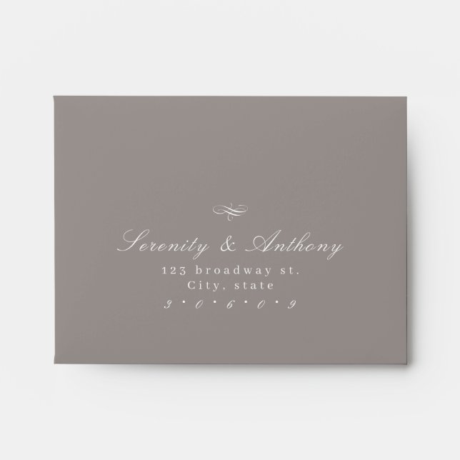 Light Brown Classic Elegance Script wedding RSVP Envelope (Front)