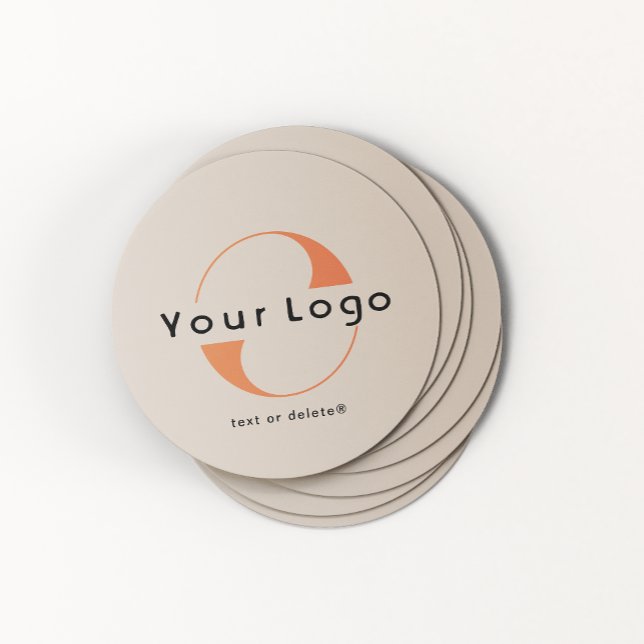 Light Brown Company Logo Business Round Paper Coaster (Creator Uploaded)