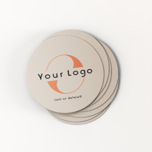Light Brown Company Logo Business Round Paper Round Paper Coaster