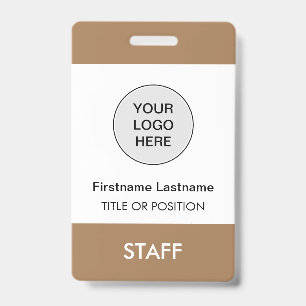 Light Brown Company Logo Employee Name Badge ID Badge