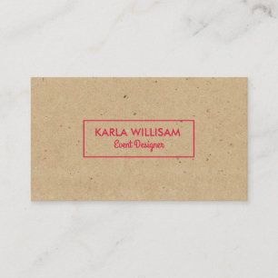 Light Brown Craft Paper Crimson Red Accent Business Card