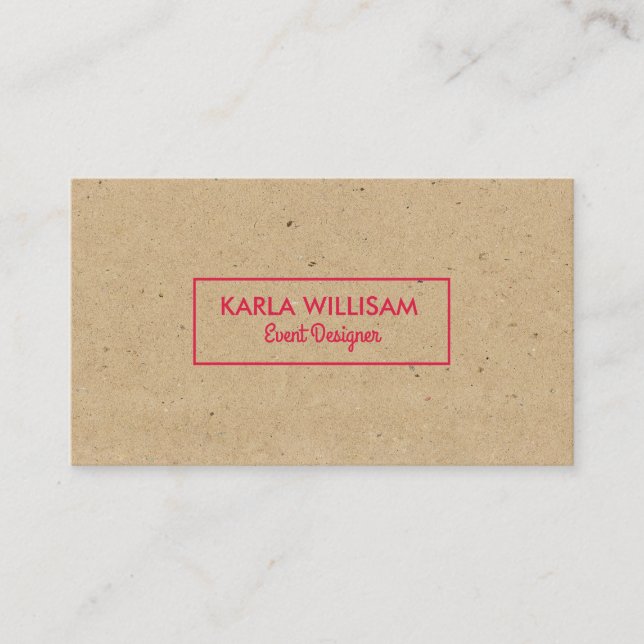 Light Brown Craft Paper Crimson Red Accent Business Card (Front)