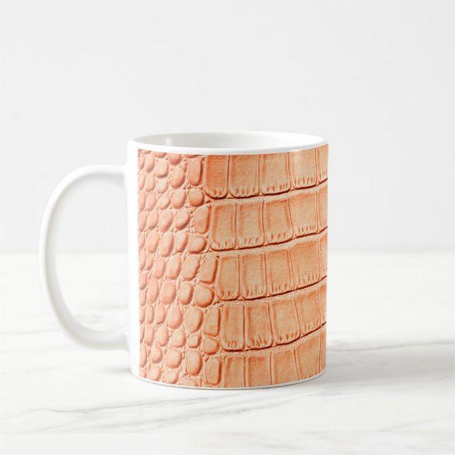Light brown crocodile leather texture coffee mug (Left)