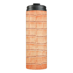 Light brown crocodile leather texture thermal tumbler
