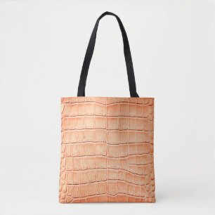 Light brown crocodile leather texture tote bag